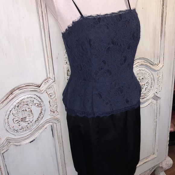 Kate Young For Target Spaghetti Strap Navy Lace Peplum Bodice Dress Size 8 - Picture 2 of 14